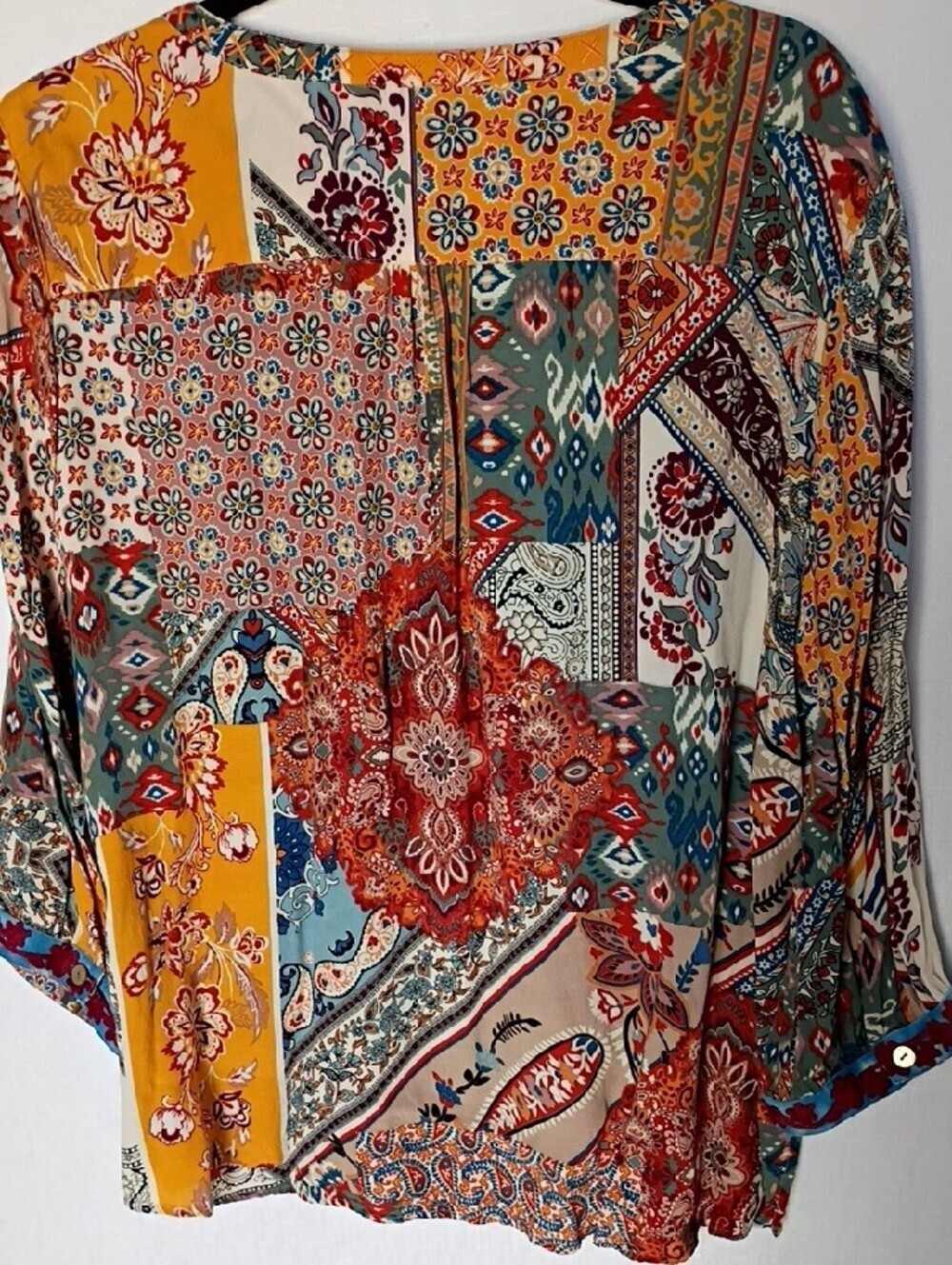 John Mark Women's Multicolor  Boho Embroidered Tunic-Mustard, Teal, Burgundy XL - Picture 4 of 8
